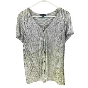 Cable & Guage Women's‎ Black and White Short Sleeve Button Up Shirt Size L